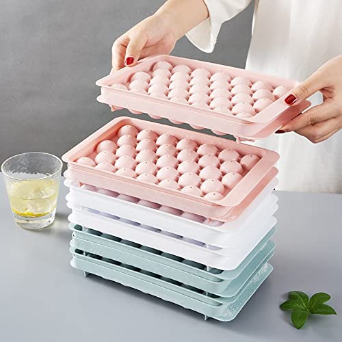 Plastic Reusable Flexible Round Ice Cube Trays, 33 Cavity Mini Round Ice Plastic Tray Molds for Whiskey & Cocktails, Keep Drinks Chilled Multicolor (Pack of 1)