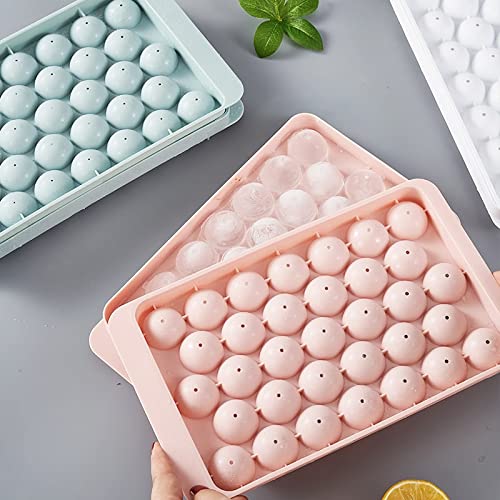 Plastic Reusable Flexible Round Ice Cube Trays, 33 Cavity Mini Round Ice Plastic Tray Molds for Whiskey & Cocktails, Keep Drinks Chilled Multicolor (Pack of 1)