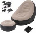 Sofa Chair With Foot Stool | Inflatable Lounge Chair | Inflatable Lazy Sofa With Footrest | Foldable Air Couch Sofa | Air Bed Sofa With Electric Air Inflactor Pump | Portable Indoor- Outdoor Air Bed Sofa