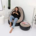 Sofa Chair With Foot Stool | Inflatable Lounge Chair | Inflatable Lazy Sofa With Footrest | Foldable Air Couch Sofa | Air Bed Sofa With Electric Air Inflactor Pump | Portable Indoor- Outdoor Air Bed Sofa