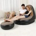 Sofa Chair With Foot Stool | Inflatable Lounge Chair | Inflatable Lazy Sofa With Footrest | Foldable Air Couch Sofa | Air Bed Sofa With Electric Air Inflactor Pump | Portable Indoor- Outdoor Air Bed Sofa